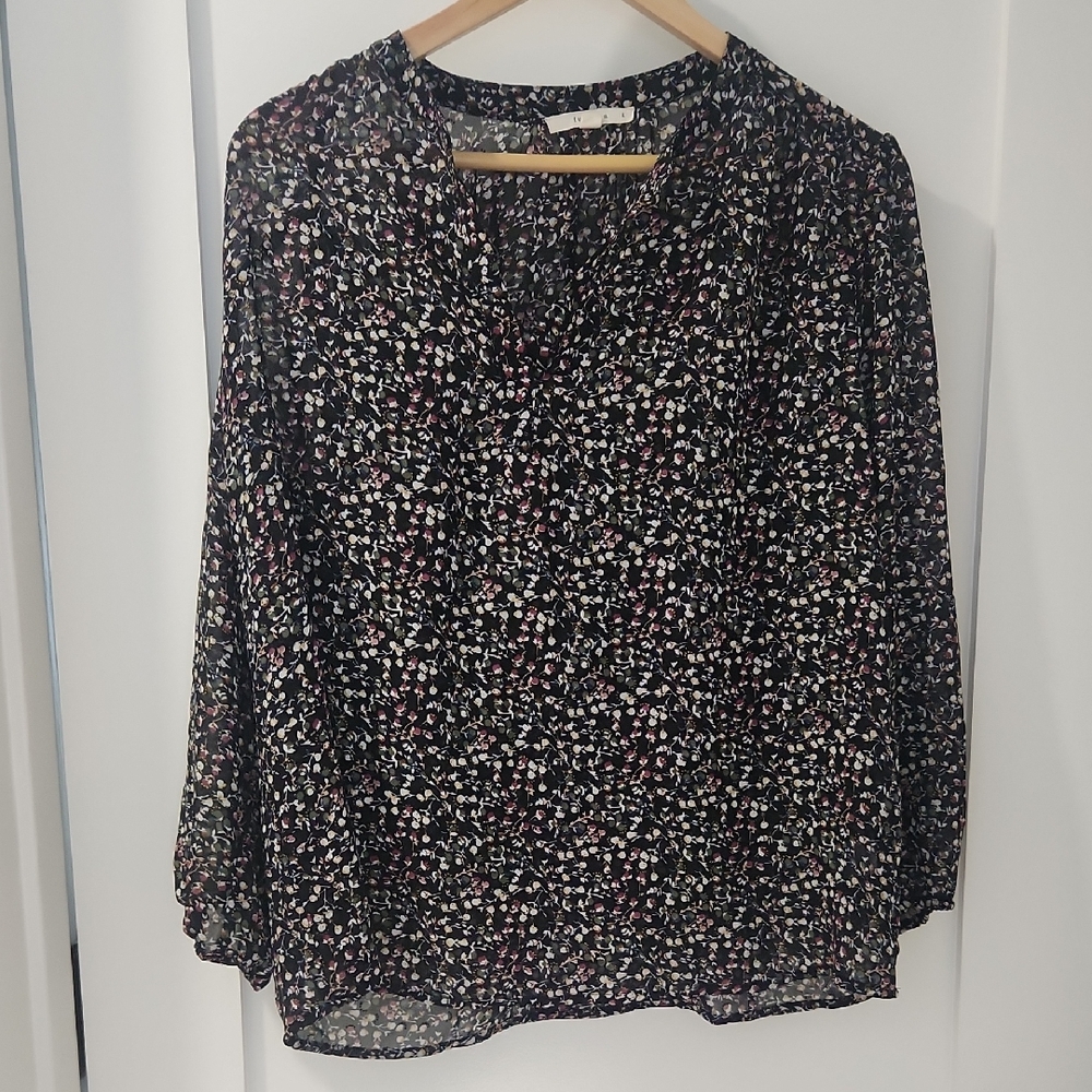Fun 2 Fun Black and Pink Floral Blouse